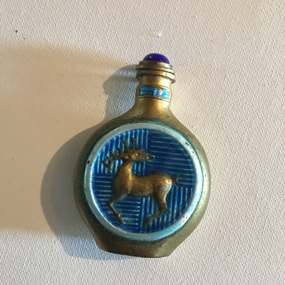 Ceramic Perfume bottle with Blue and Gold Design